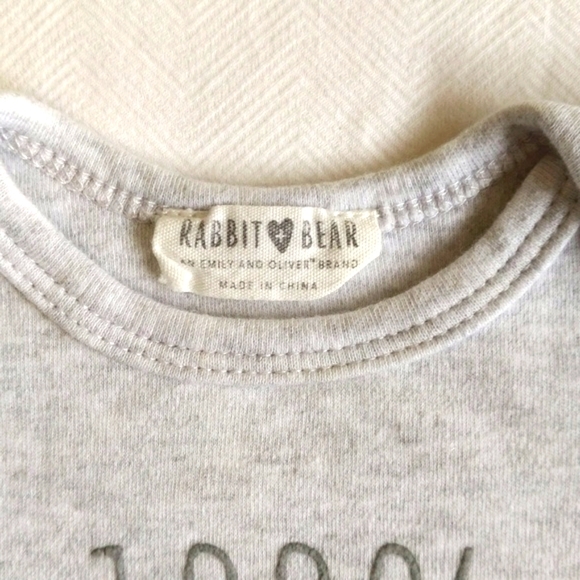 rabbit + bear organic cotton short sleeve bodysuit diaper shirt 3-6 months baby - Picture 3 of 6